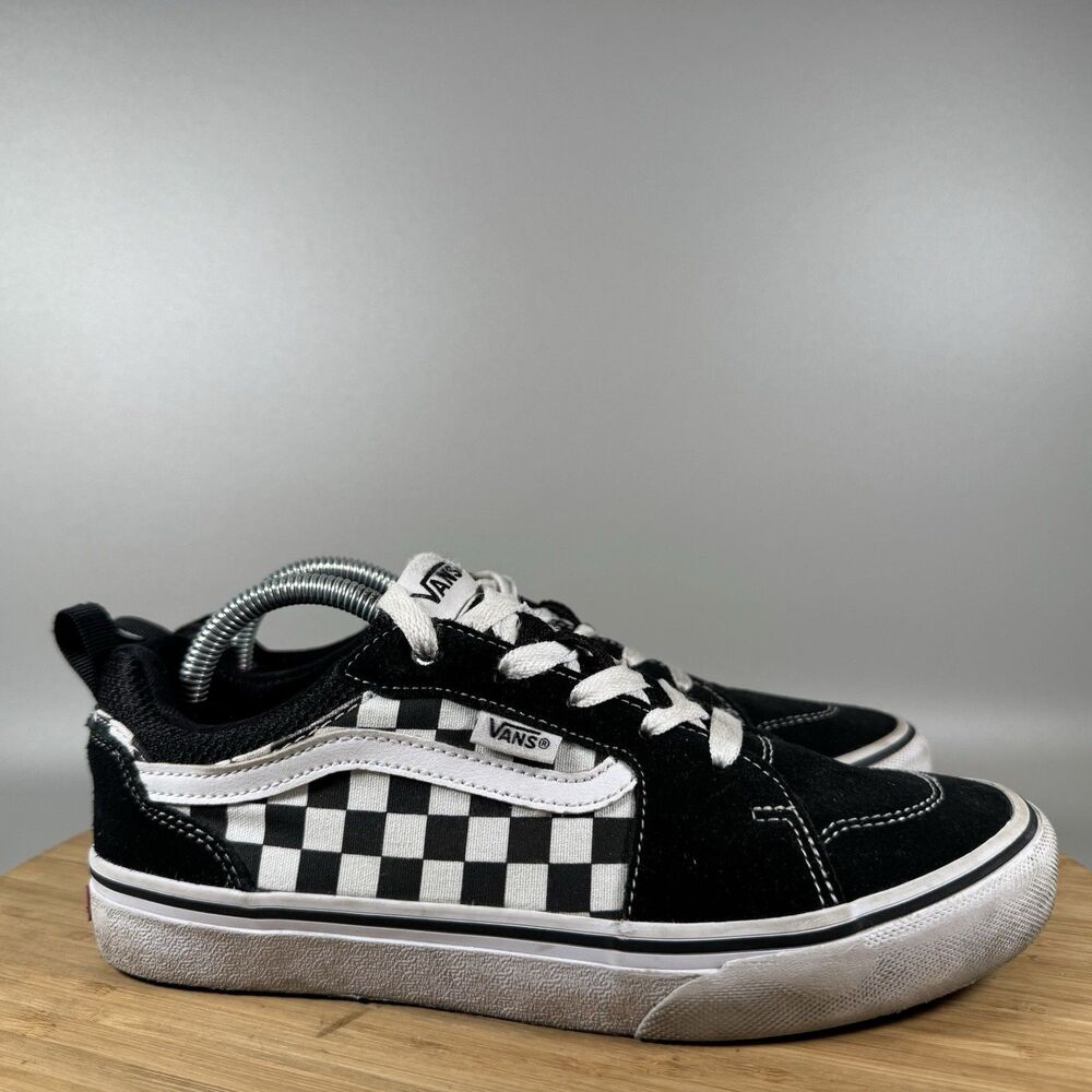 S Vans Filmore Checkerboard Sneakers Black Lace Up Low Top‎ Shoe Youth Size 5